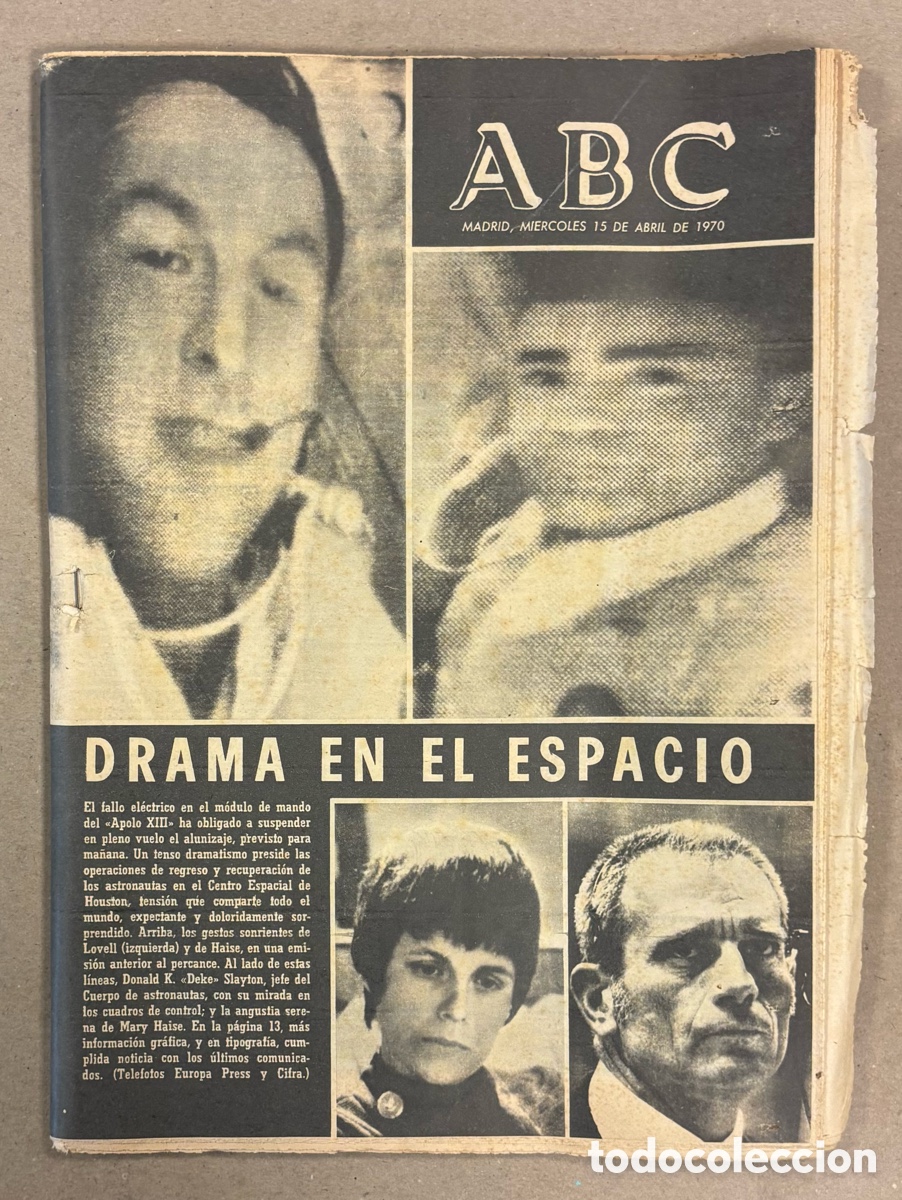 Coleccionismo de revistas y peri&oacute;dicos: ABC (15 DE ABRIL DE 1970). DRAMA EN EL ESPACIO MISI&Oacute;N APOLO XIII,&hellip;