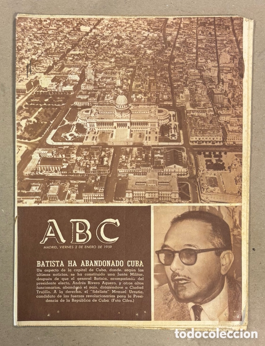 Coleccionismo de revistas y peri&oacute;dicos: ABC (2 DE ENERO DE 1959). BATIDTA HA ABANDONADO CUBA. REVOLUCI&Oacute;N CUBANA,&hellip;