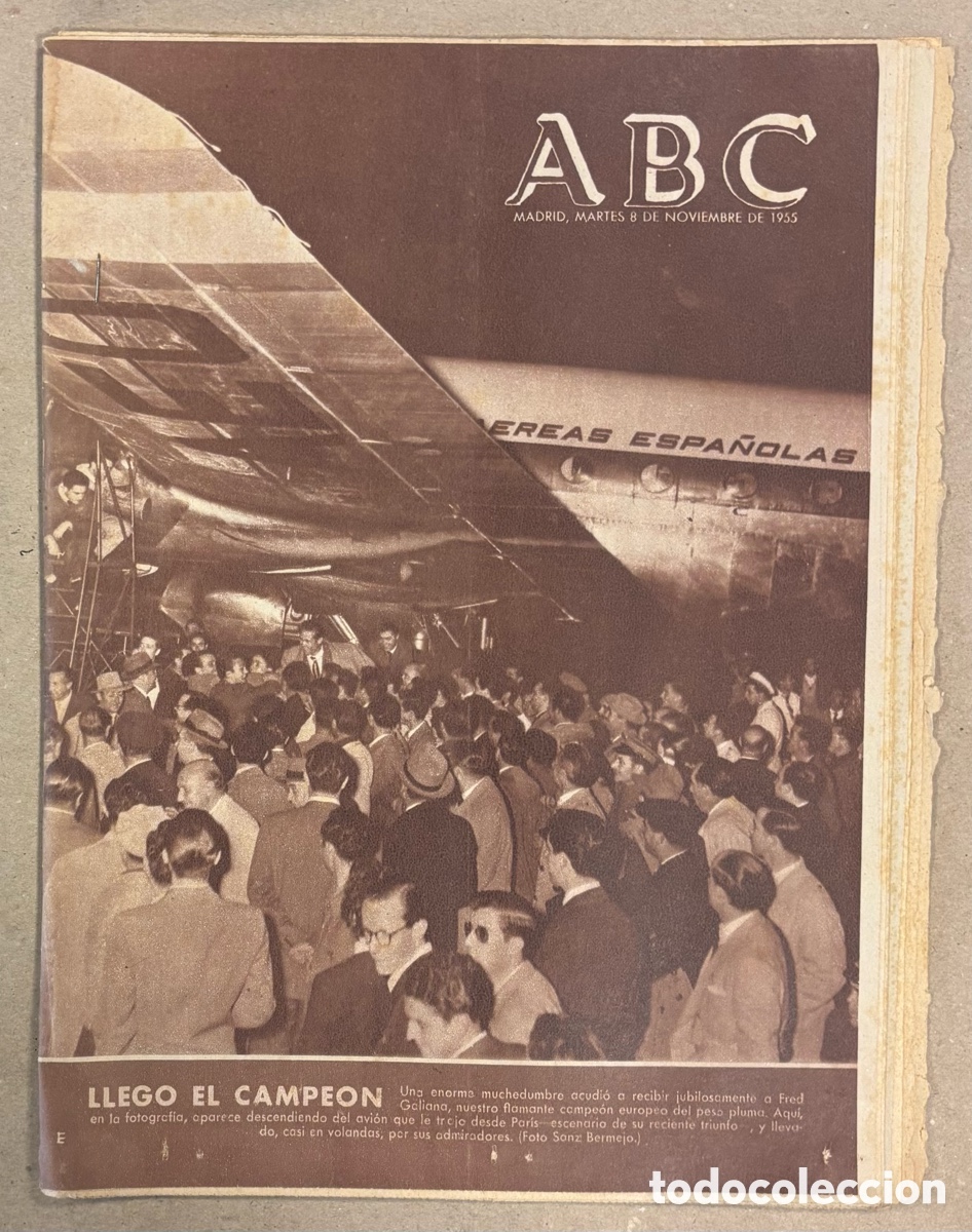 Coleccionismo de revistas y peri&oacute;dicos: ABC (8 DE NOVIEMBRE DE 1955). BOXEO: RECIBIMIENTO AL CAMPE&Oacute;N FRED GALIANA CAMPE&Oacute;N DE EUROPA,