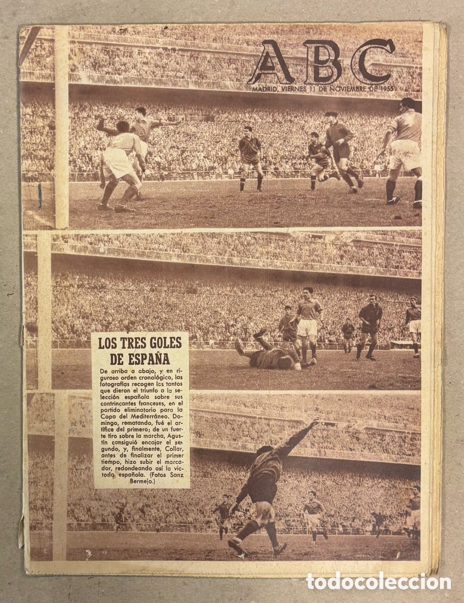 Coleccionismo de revistas y peri&oacute;dicos: ABC (11 DE NOVIEMBRE DE 1955). VICTORIA SELECCI&Oacute;N ESPA&Ntilde;OLA 3-0 CONTRA FRANCIA,&hellip;