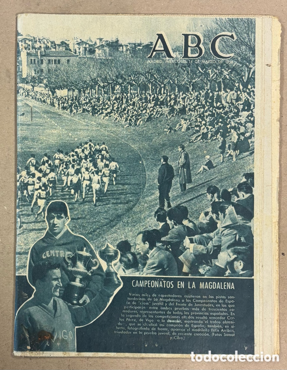 Coleccionismo de revistas y peri&oacute;dicos: ABC (14 DE MARZO DE 1956). CAMPEONATOS DE ESPA&Ntilde;A DE CROSS EN LA MAGDALENA SANTANDER,&hellip;