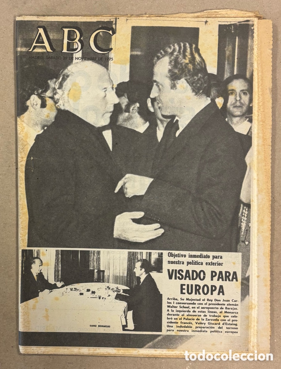 Coleccionismo de revistas y peri&oacute;dicos: ABC (29 DE NOVIEMBRE DE 1975). REY JUAN CARLOS I VISADO PARA EUROPA,&hellip;