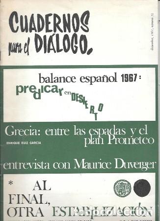Coleccionismo de revistas y peri&oacute;dicos: REVISTA MENSUAL CUADERNOS PARA EL DIALOGO - N&ordm; 51 DICIEMBRE 1967 - A-REV-3098