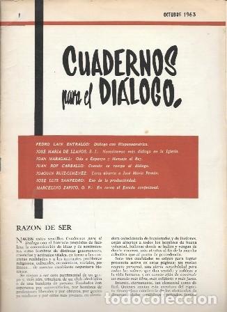 Coleccionismo de revistas y peri&oacute;dicos: REVISTA MENSUAL CUADERNOS PARA EL DIALOGO - N&ordm; 1 OCTUBRE 1963 - A-REV-3101