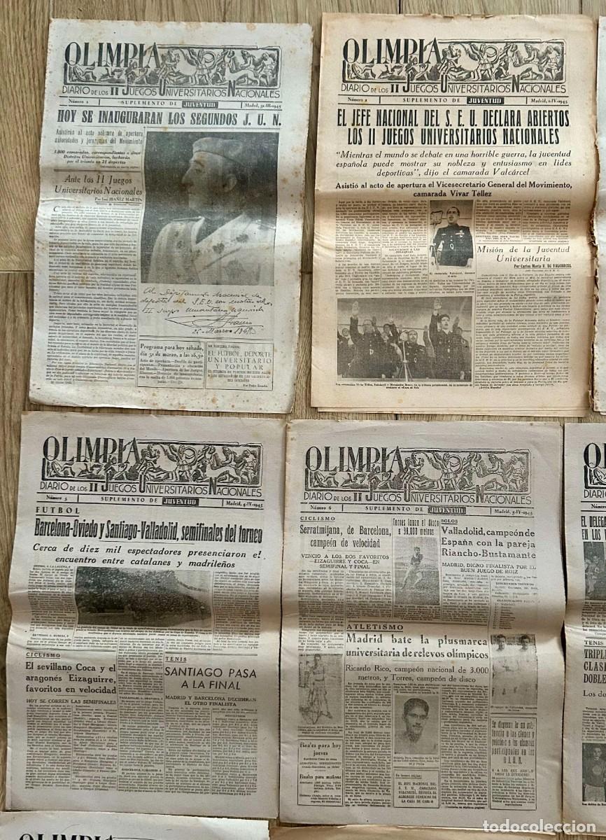 Coleccionismo de revistas y peri&oacute;dicos: Diario Olimpia &ndash; Diario de los II Juegos Universitarios Nacionales &ndash; 10 n&uacute;meros &ndash; 1945