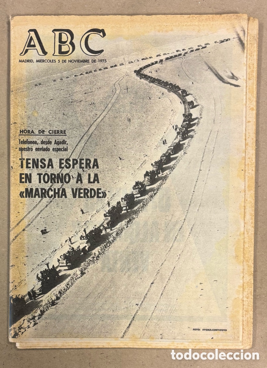 Coleccionismo de revistas y peri&oacute;dicos: ABC (5 DE NOVIEMBRE DE 1975). TENSA ESPERA EN TORNO A LA MARCHA VERDE S&Aacute;HARA,..