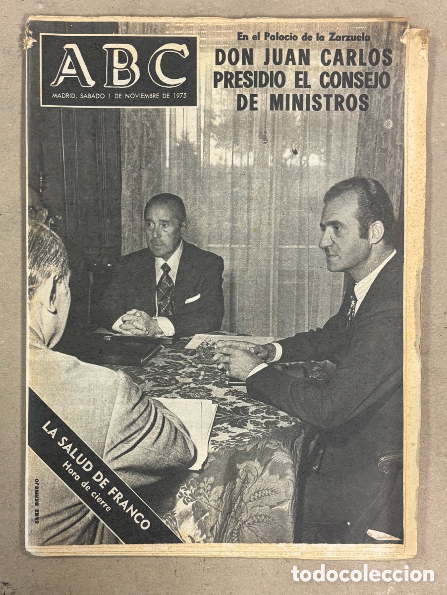 Coleccionismo de revistas y peri&oacute;dicos: ABC (1 DE NOVIEMBRE DE 1975). MARCHA VERDE S&Aacute;HARA, SALUD DE FRANCO: JUAN CARLOS PRESIDI&Oacute; CONSEJO DE