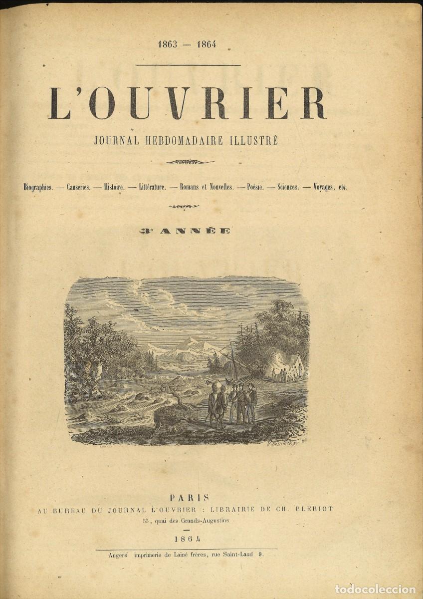 Coleccionismo de revistas y peri&oacute;dicos: L'OUVRIER JOURNAL HEBDOMADAIRE ILLUSTRE PARAISSANT TOUS LES SAMEDIS.