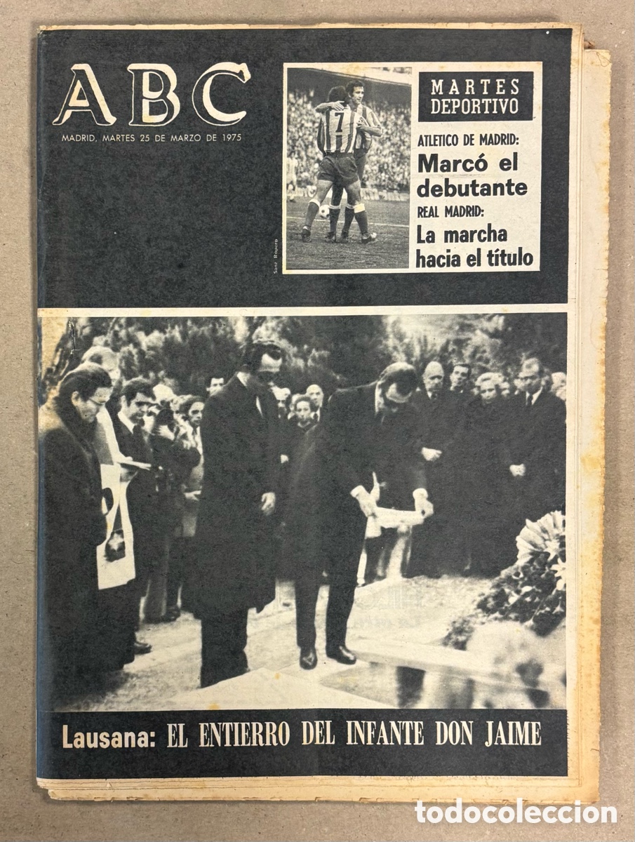 Coleccionismo de revistas y peri&oacute;dicos: ABC (25 DE MARZO DE 1975). EL ENTIERRO DEL INFANTE DON JAIME, MARTES DEPORTIVO,&hellip;