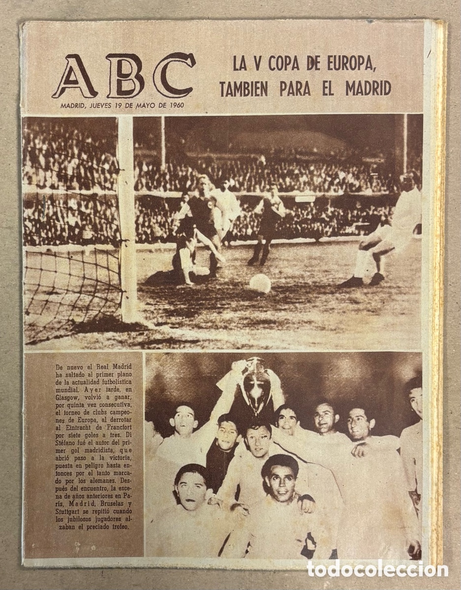 Coleccionismo de revistas y peri&oacute;dicos: ABC (19 DE MAYO DE 1960). REAL MADRID CAMPE&Oacute;N DE SU QUINTA COPA DE EUROPA,&hellip;