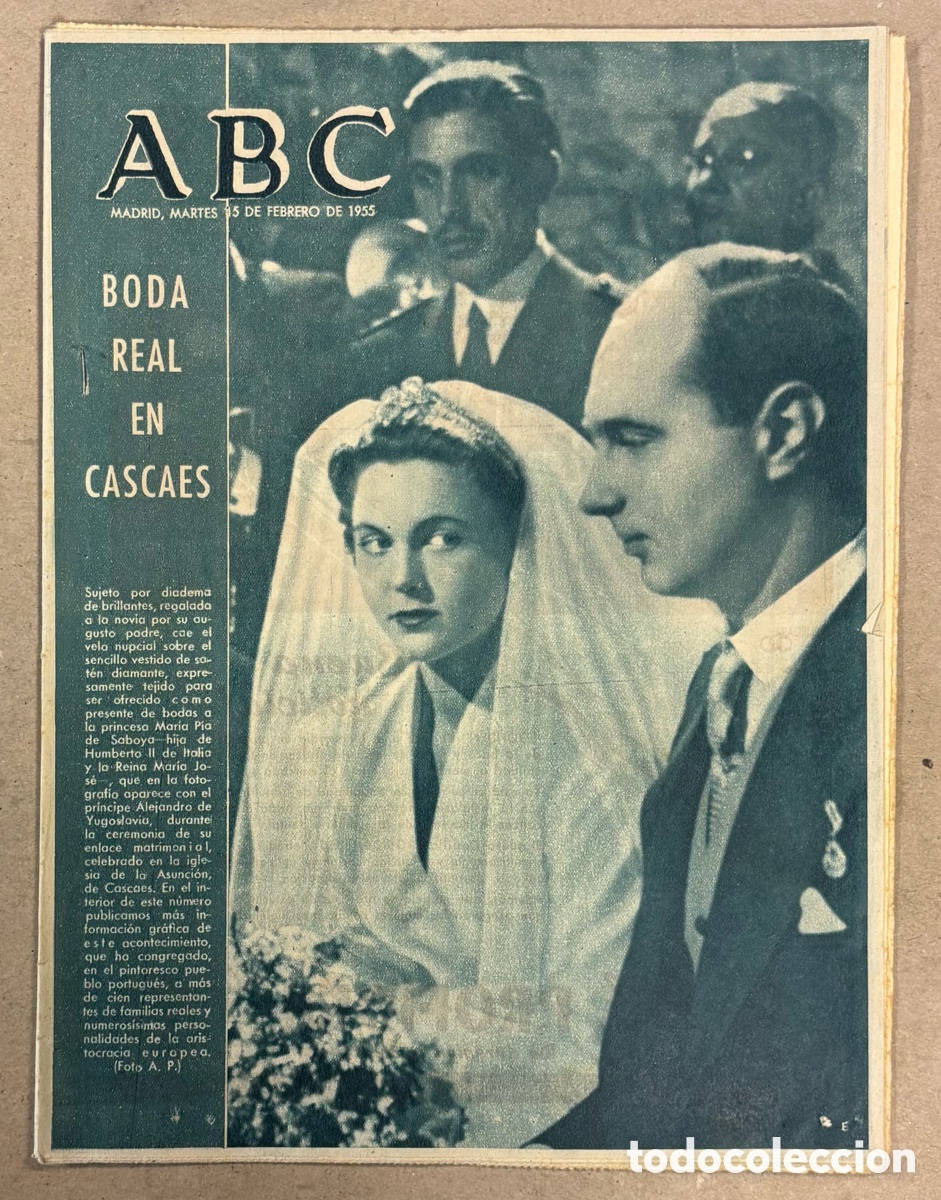Coleccionismo de revistas y peri&oacute;dicos: ABC (20 DE ENERO DE 1960). BODA EN CASCAES (PRINCESA MAR&Iacute;A P&Iacute;A DE SABOYA Y PR&Iacute;NCIPE ALEJANDRO