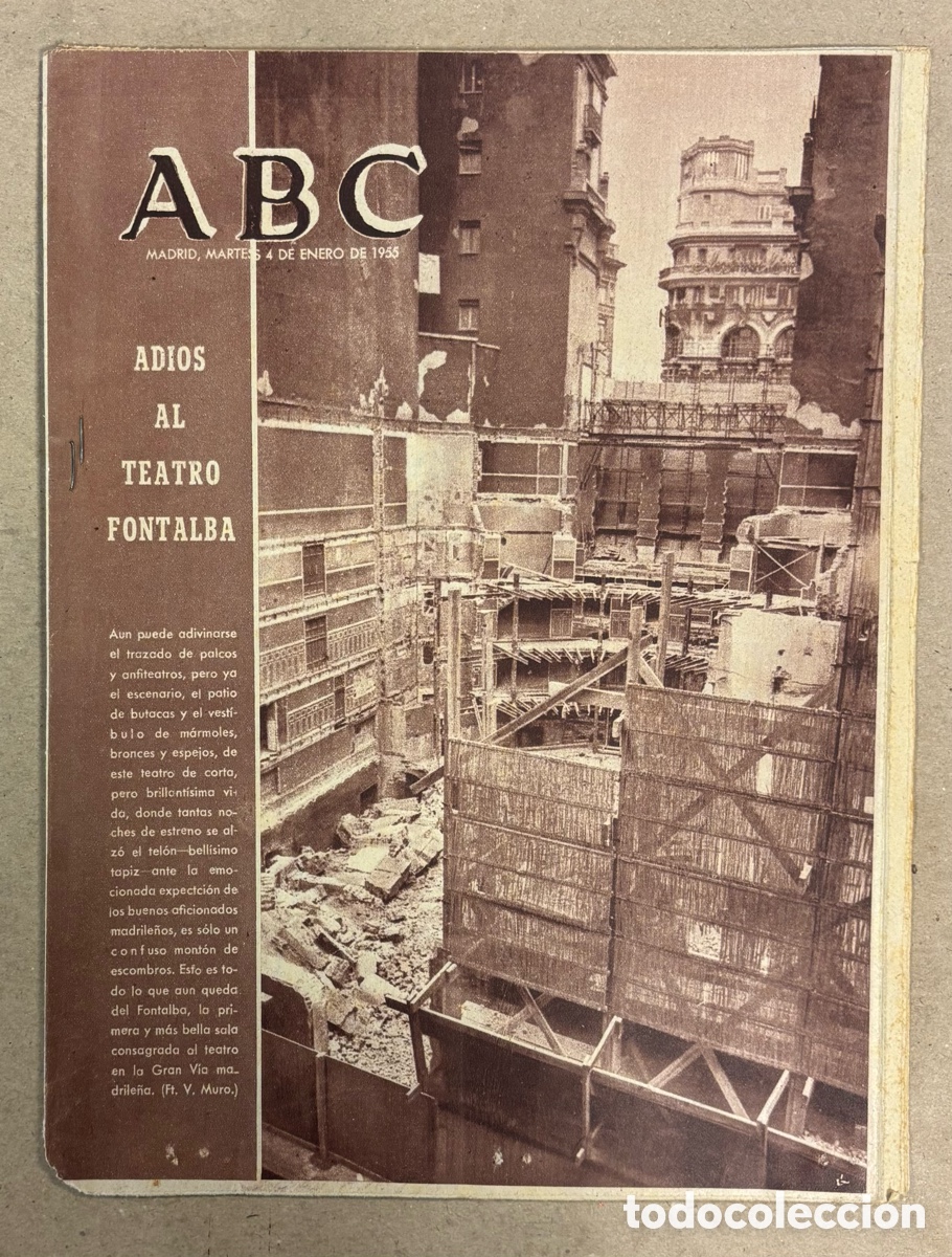 Coleccionismo de revistas y peri&oacute;dicos: ABC (4 DE ENERO DE 1955). ADI&Oacute;S AL TEATRO FONTALBA GRAN VIA MADRID,..