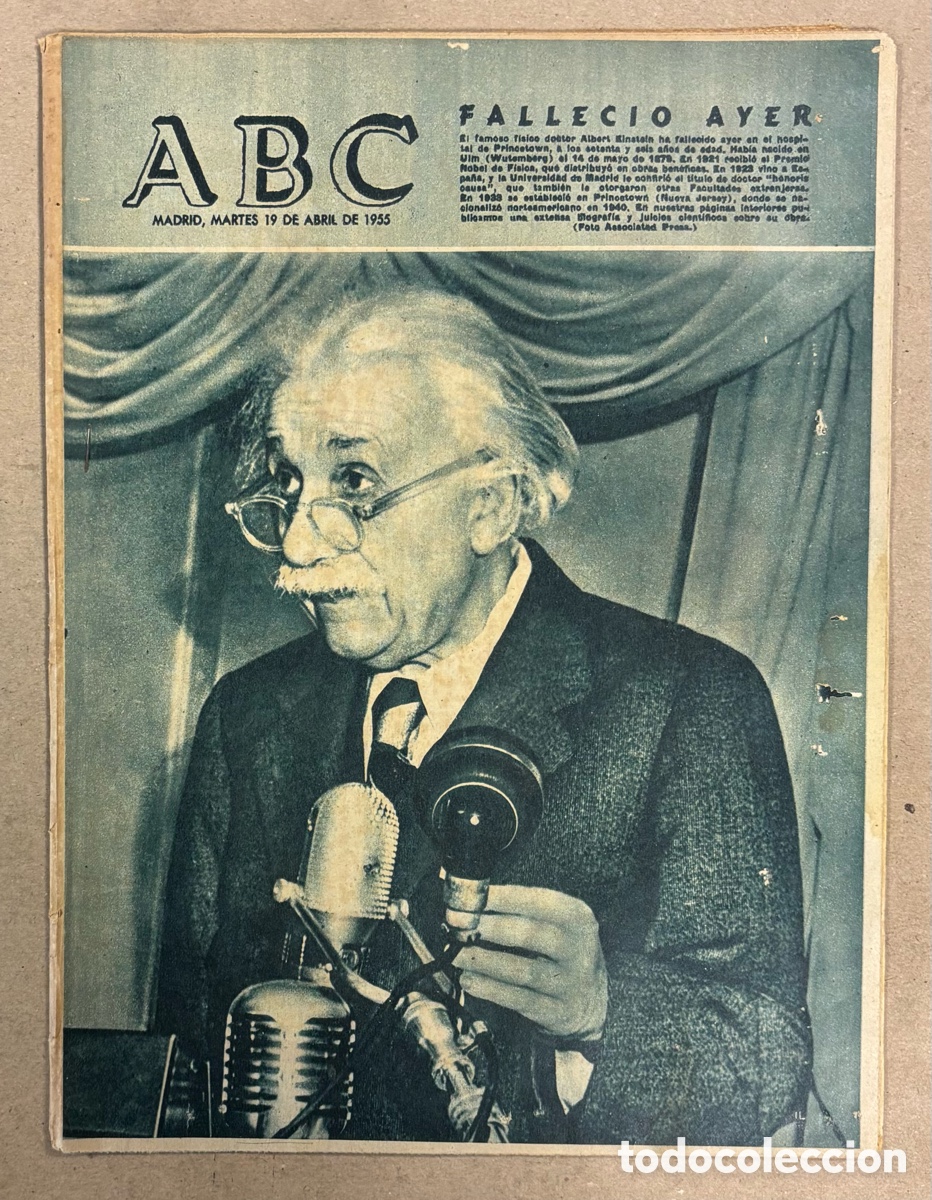 Coleccionismo de revistas y peri&oacute;dicos: ABC (19 DE ABRIL DE 1955). ALBERT EINSTEIN FALLECI&Oacute; AYER,&hellip;