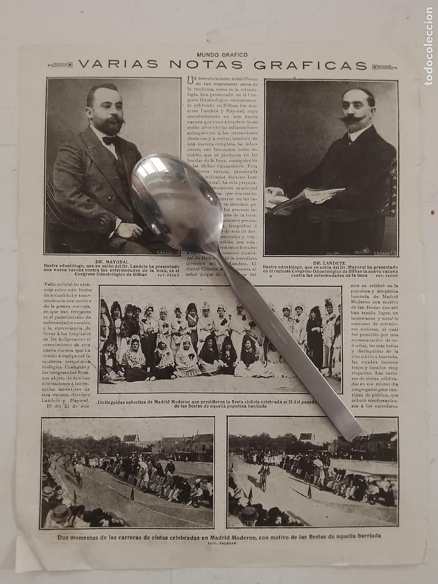 Colecionismo de Revistas e Jornais: hoja a&ntilde;o 1915/1916 - DOCTOR MAYORAL Y LANDETE. SE&Ntilde;ORITAS MADRID MANTILLA FIESTAS CICLISTAS BARRIADA