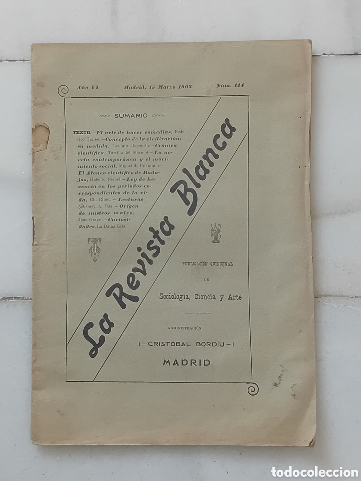 Coleccionismo de revistas y peri&oacute;dicos: LA REVISTA BLANCA FEDERICO URALES, MIGUEL DE UNAMUNO. REVISTA ANARQUISTA. A&Ntilde;O 1903