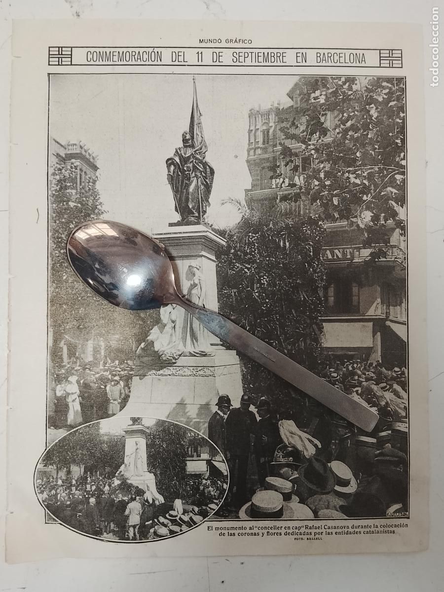 Collection Magazines and Newspapers: hoja a&ntilde;o 1915/1916 - BARCELONA 11S MONUMENTO CONCELLER EN CAP CORONA Y FLORES RAFAEL CASANOVA