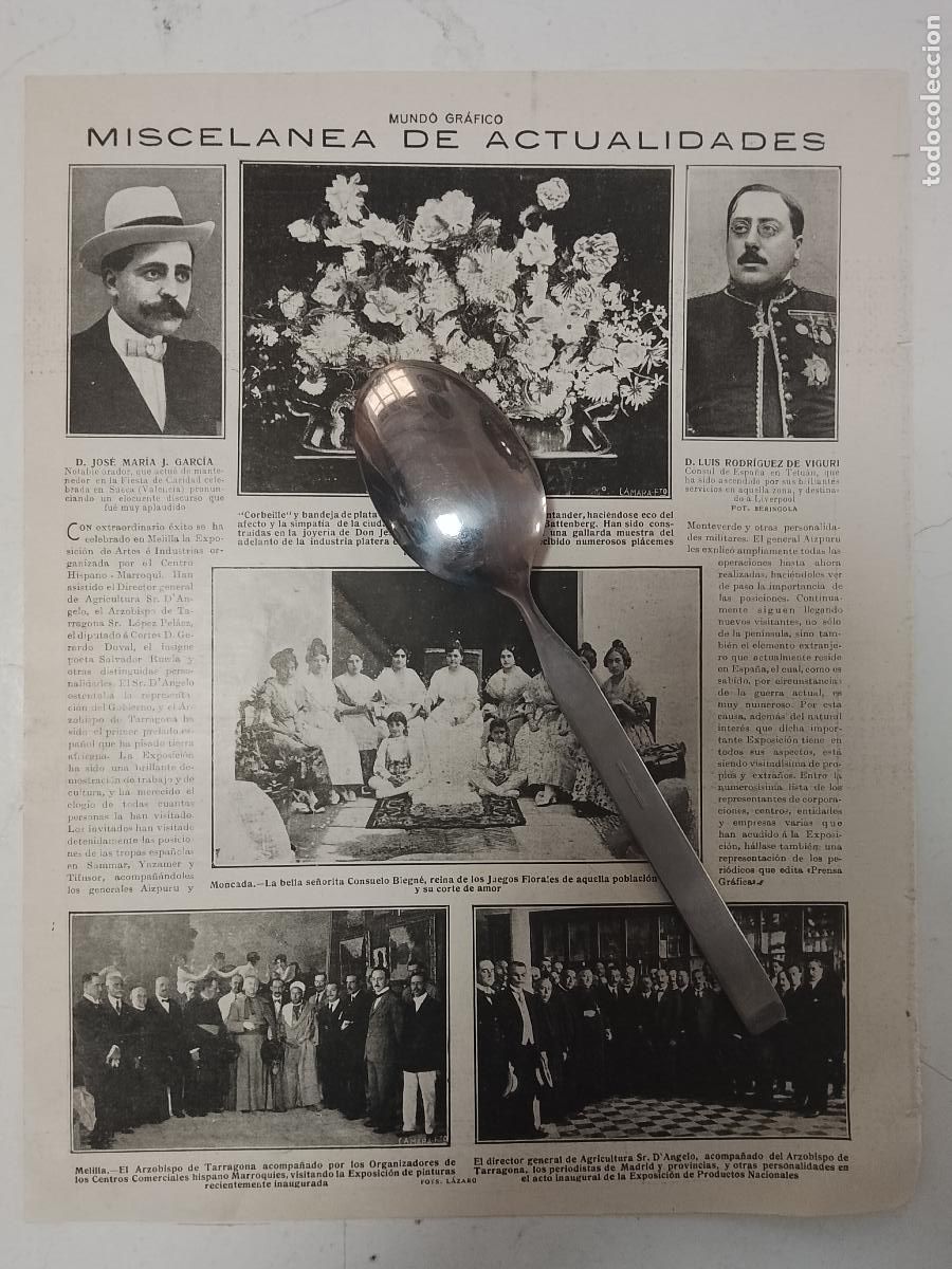 Collection Magazines and Newspapers: hoja a&ntilde;o 1915/1916 - CORBEILLE MILITAR LUS RODRIGUEZ MONCADA JUEGOS FLORALES - MELILLA EXPO PINTURA
