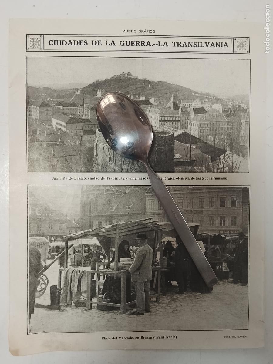 Coleccionismo de revistas y peri&oacute;dicos: hoja a&ntilde;o 1915/1916 - GUERRA TRANSILVANIA VISTA BRASSO TROPAS RUMANAS MERCADO