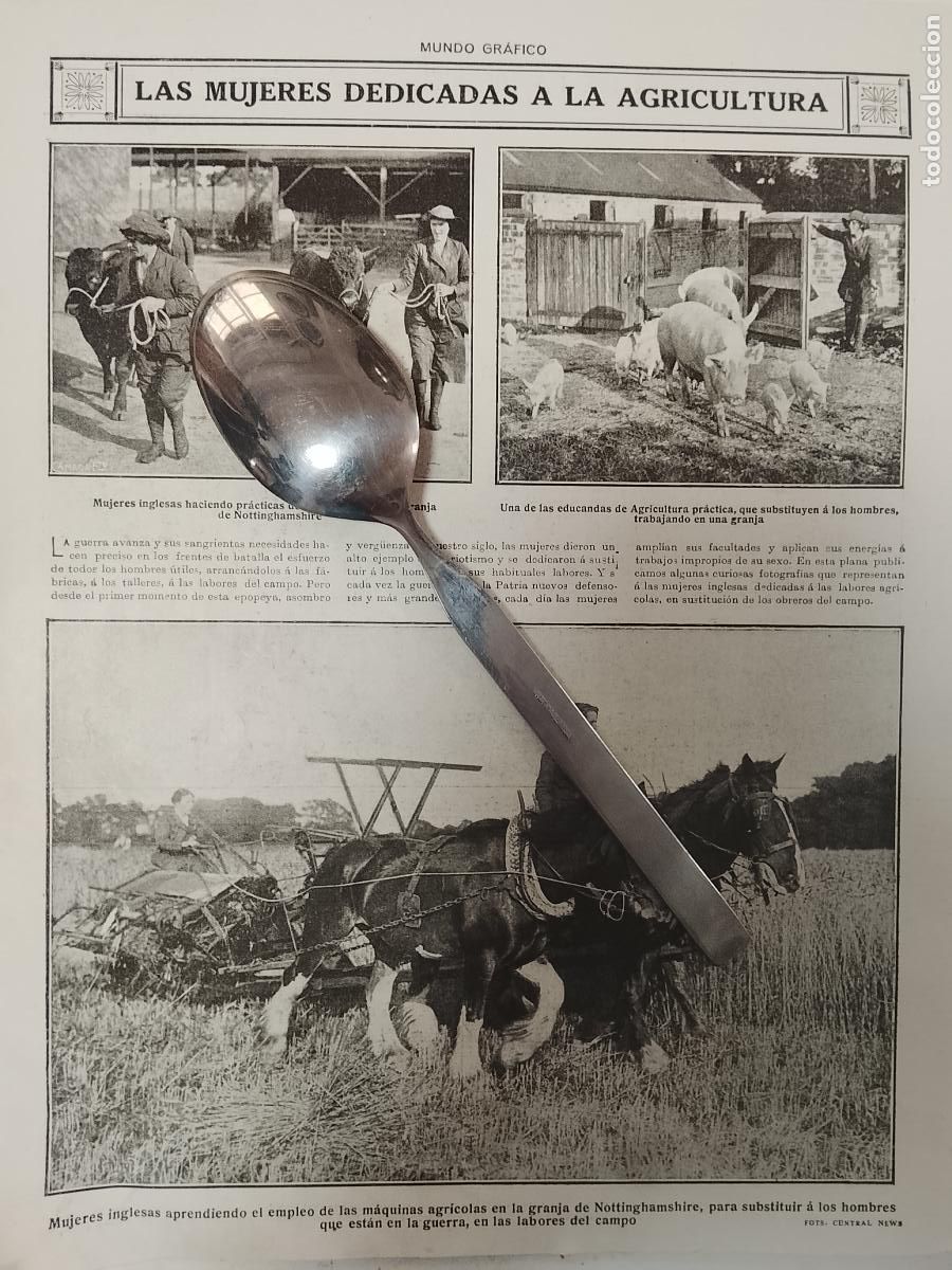 Coleccionismo de revistas y peri&oacute;dicos: hoja a&ntilde;o 1915/1916 - MUJERES INGLESAS AGRICULTORAS GRANJA NOTTINGHAMSHIRE HOMBRES EN GUERRA