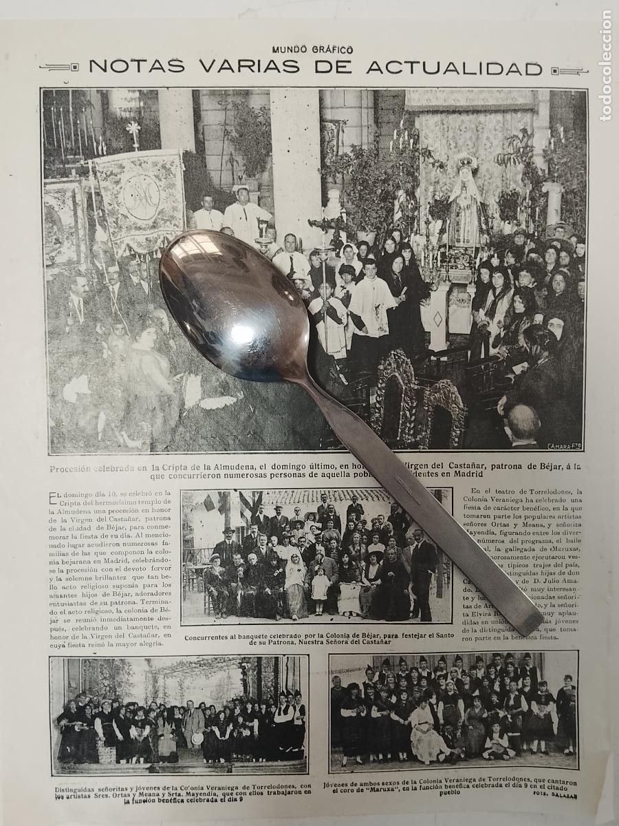 Coleccionismo de revistas y peri&oacute;dicos: hoja a&ntilde;o 1915/1916 - PROCESION VIRGEN DEL CASTA&Ntilde;AR PATRONA DE BEJAR Y CORO MARUXA TORRELODONE