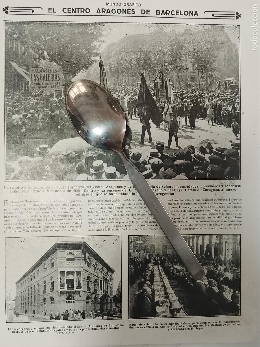 Coleccionismo de revistas y peri&oacute;dicos: hoja a&ntilde;o 1915/1916 - CENTRO ARAGONES EN BARCELONA ORFEON ZARAGOZANO DEL CASAL CATALA BANDERA