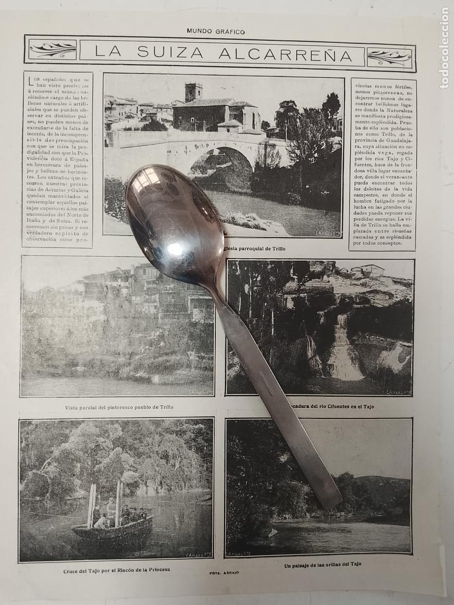 Coleccionismo de revistas y peri&oacute;dicos: hoja a&ntilde;o 1915/1916 - SUIZA ALCARRE&Ntilde;A PUENTE TAJO PARROQUIAL DE TRILLO VISTAS DEL TAJO