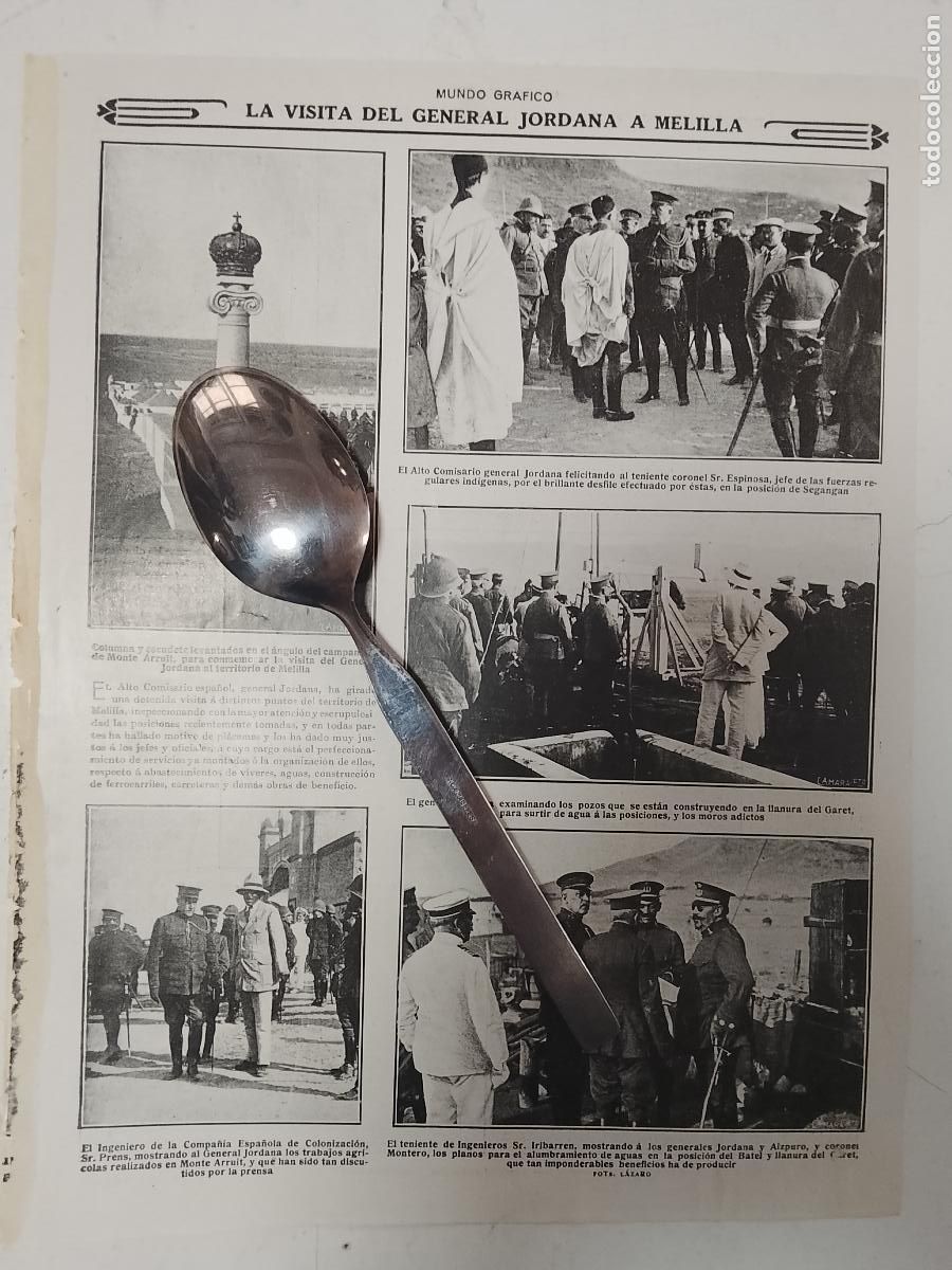 Coleccionismo de revistas y peri&oacute;dicos: hoja a&ntilde;o 1915/1916 - VISITA DEL GENERAL JORDANA A MELILLA - TENIENTE, FUERZAS REGULARES INDIGENAS