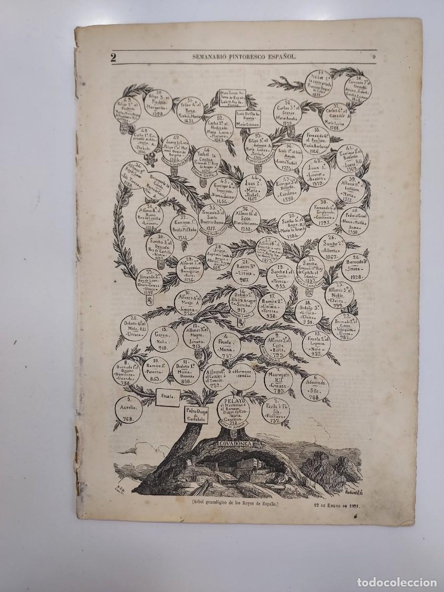 Coleccionismo de revistas y peri&oacute;dicos: SEMANARIO PINTORESCO ESPA&Ntilde;OL 1851 2. ARBOL GENEALOGICO REYES ESPA&Ntilde;A. DENIA CASTILLO CARROS