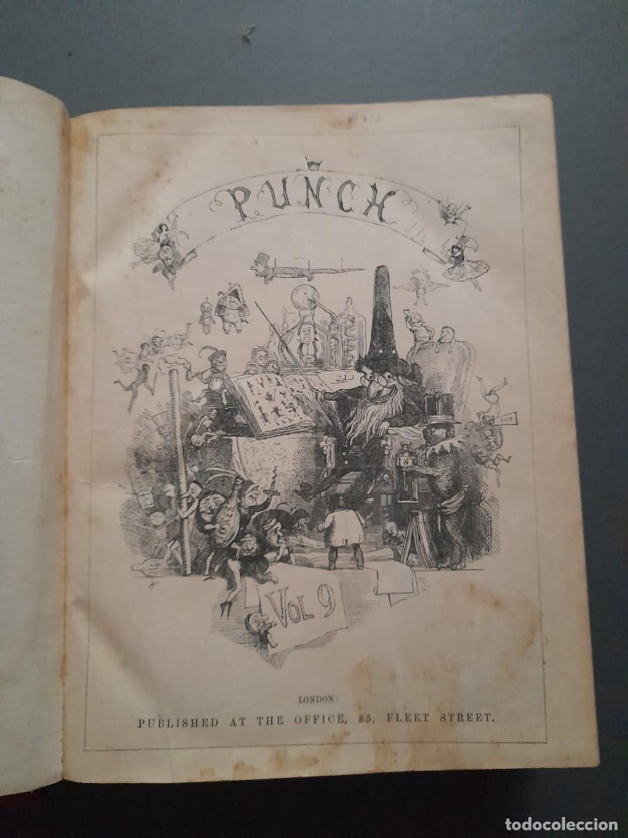 Coleccionismo de revistas y peri&oacute;dicos: Revista brit&aacute;nica punch, vol 9-12, 1845- 1847, lomo de cuero