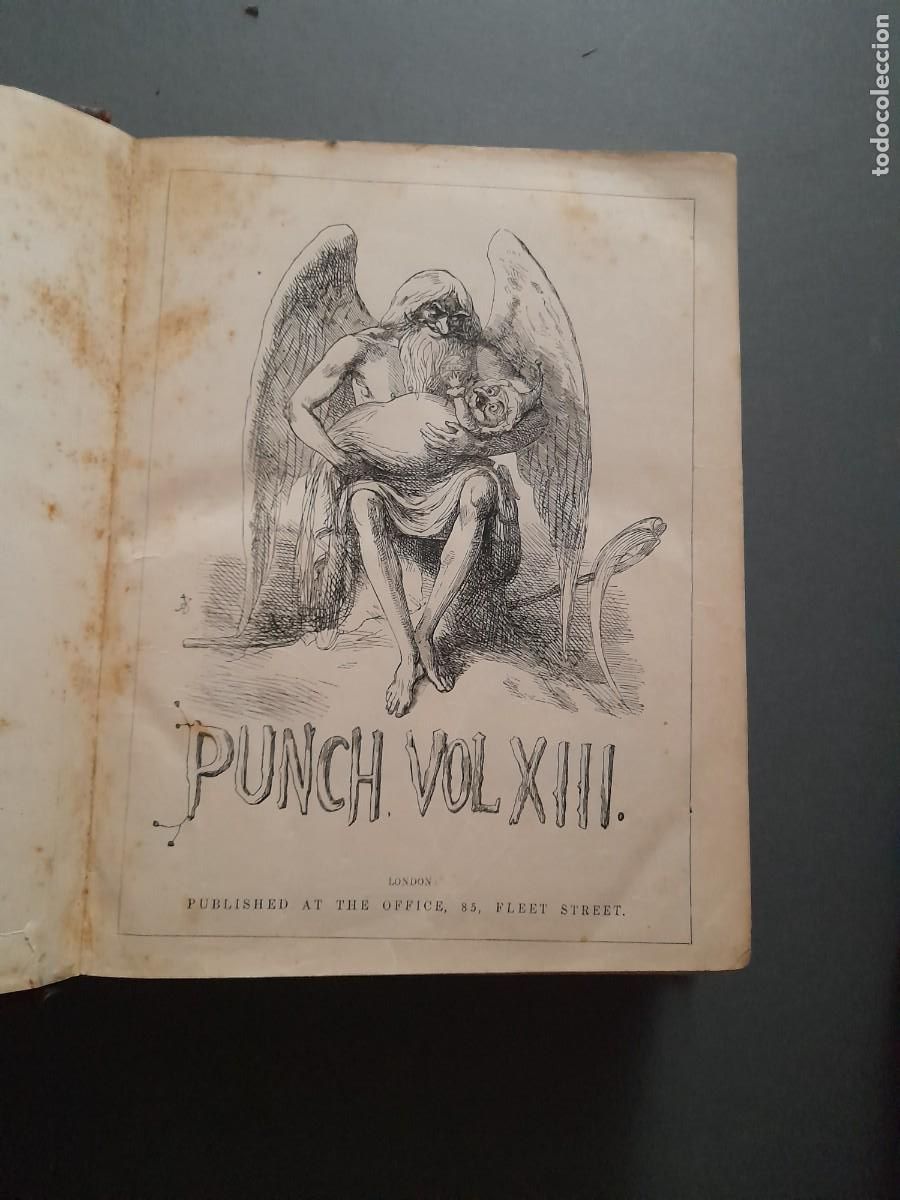 Coleccionismo de revistas y peri&oacute;dicos: Revista brit&aacute;nica punch, vol 13-16, 1847- 1849, lomo de cuero