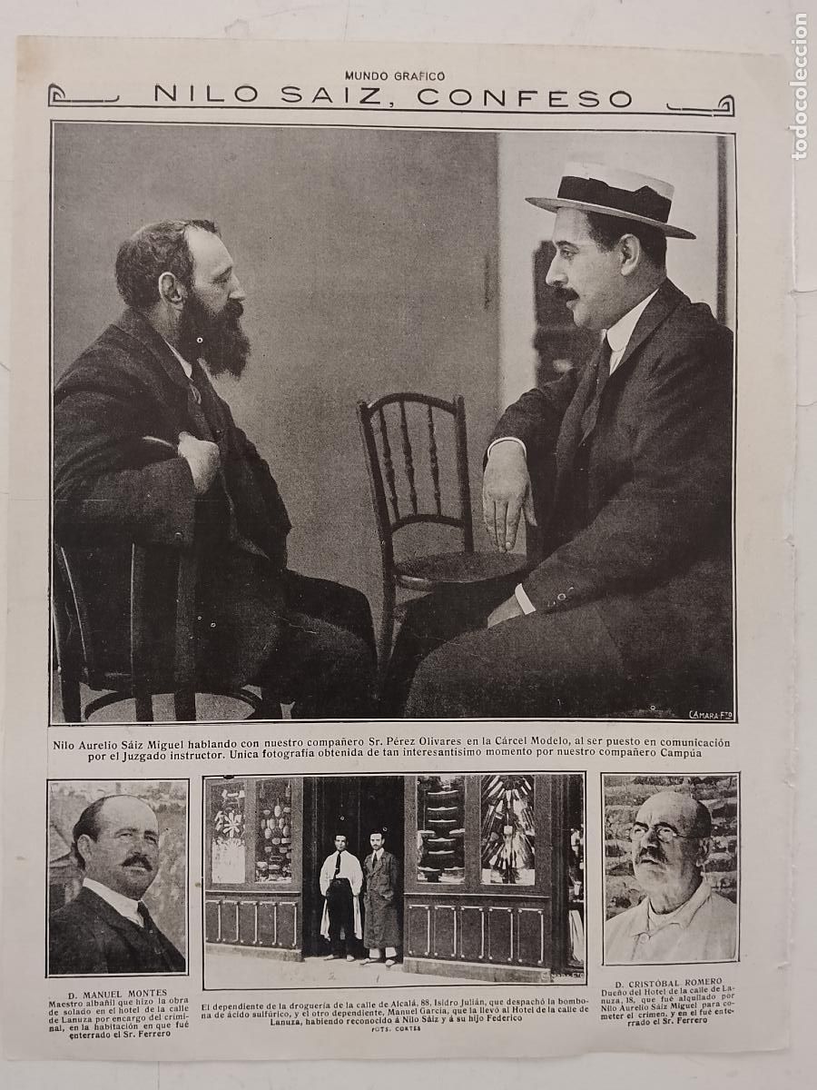 Coleccionismo de revistas y peri&oacute;dicos: hoja a&ntilde;o 1915/1916 - ASESINATO DEL SE&Ntilde;OR FERRERO A DOS CARAS . NILO AURELIO SAIZ MIGUEL