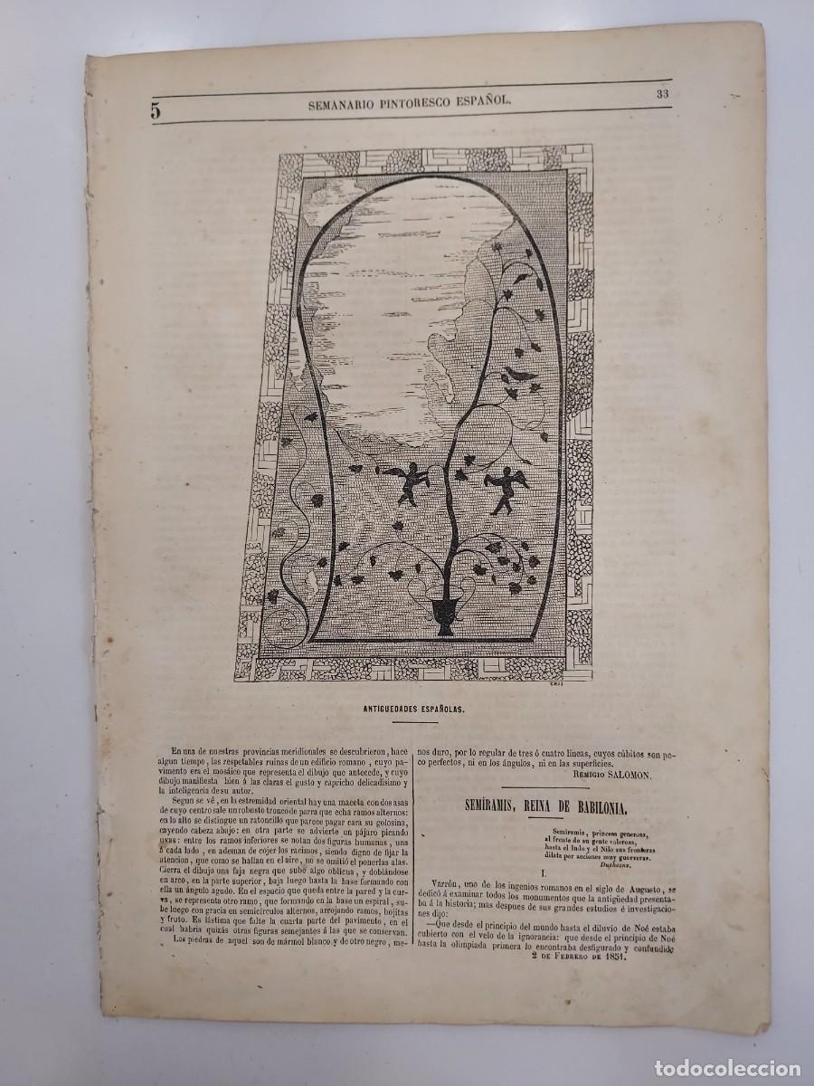 Colecionismo de Revistas e Jornais: SEMANARIO PINTORESCO ESPA&Ntilde;OL 1851 5. ZARAUZ Jos&eacute; Mar&iacute;a Eguren. FERNAN CABALLERO. SEMIRAMIS BABILONIA