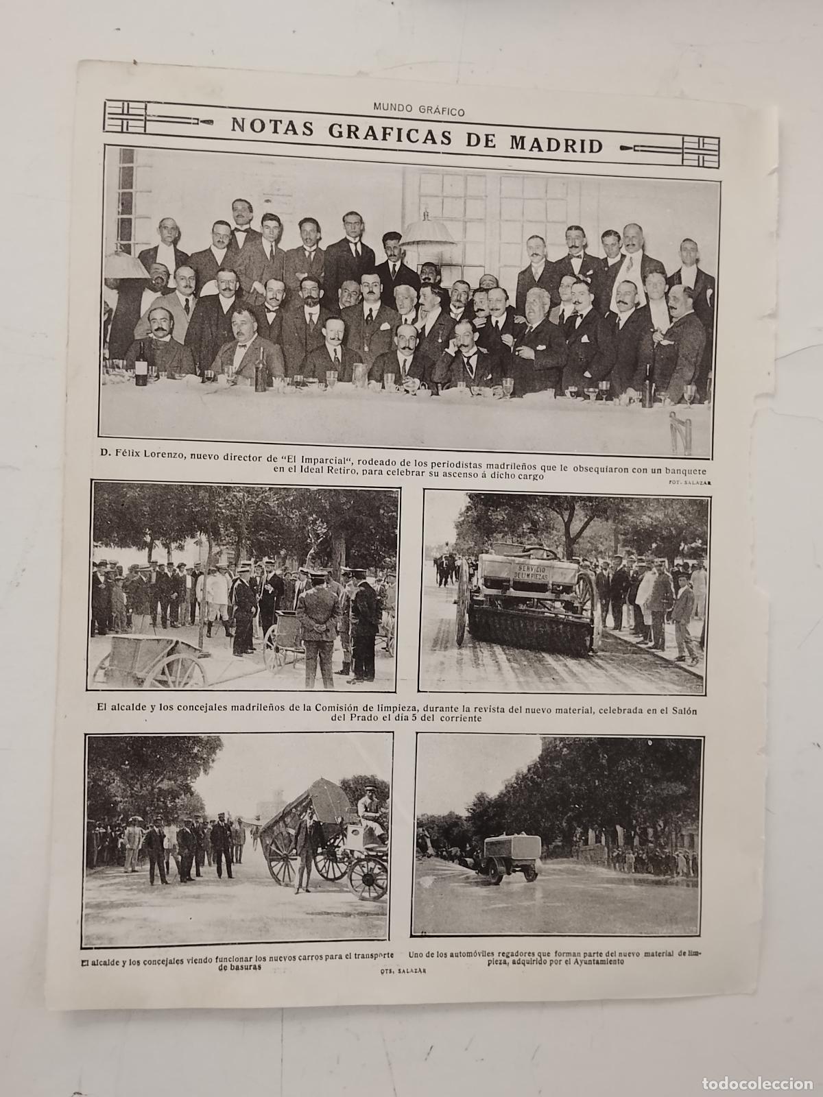 Coleccionismo de revistas y peri&oacute;dicos: hoja a&ntilde;o 1915/1916 - AUTORIDADES MADRID FELIX LORENZO DIRECTOR PERIODISTAS EL RETIRO ALCALDE LIMPIEZ