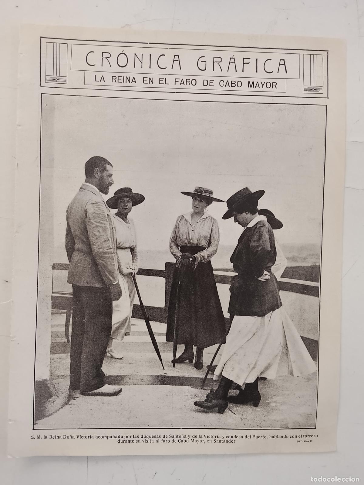 Coleccionismo de revistas y peri&oacute;dicos: hoja a&ntilde;o 1915/1916 - REINA VICTORIA FARO DE CABO MAYOR DUQUESAS DE SANTO&Ntilde;A SANTANDER TORERO