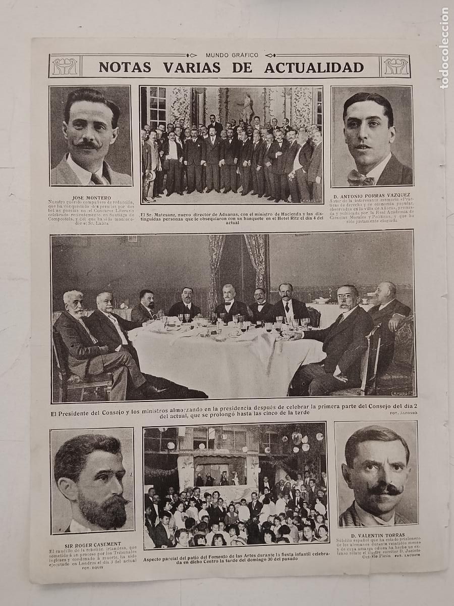 Coleccionismo de revistas y peri&oacute;dicos: hoja a&ntilde;o 1915/1916 - JOSE MONTERO, SR MATESANZ, ANTONIO PORRAS VAZQUEZ . MINISTROS VALENTIN TORRAS