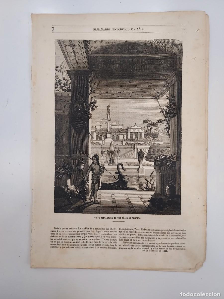 Coleccionismo de revistas y peri&oacute;dicos: SEMANARIO PINTORESCO ESPA&Ntilde;OL 1851 7. POMPEYA. CARLOTA CORDAY (Charlotte). SAN JUAN VILLATORRADA