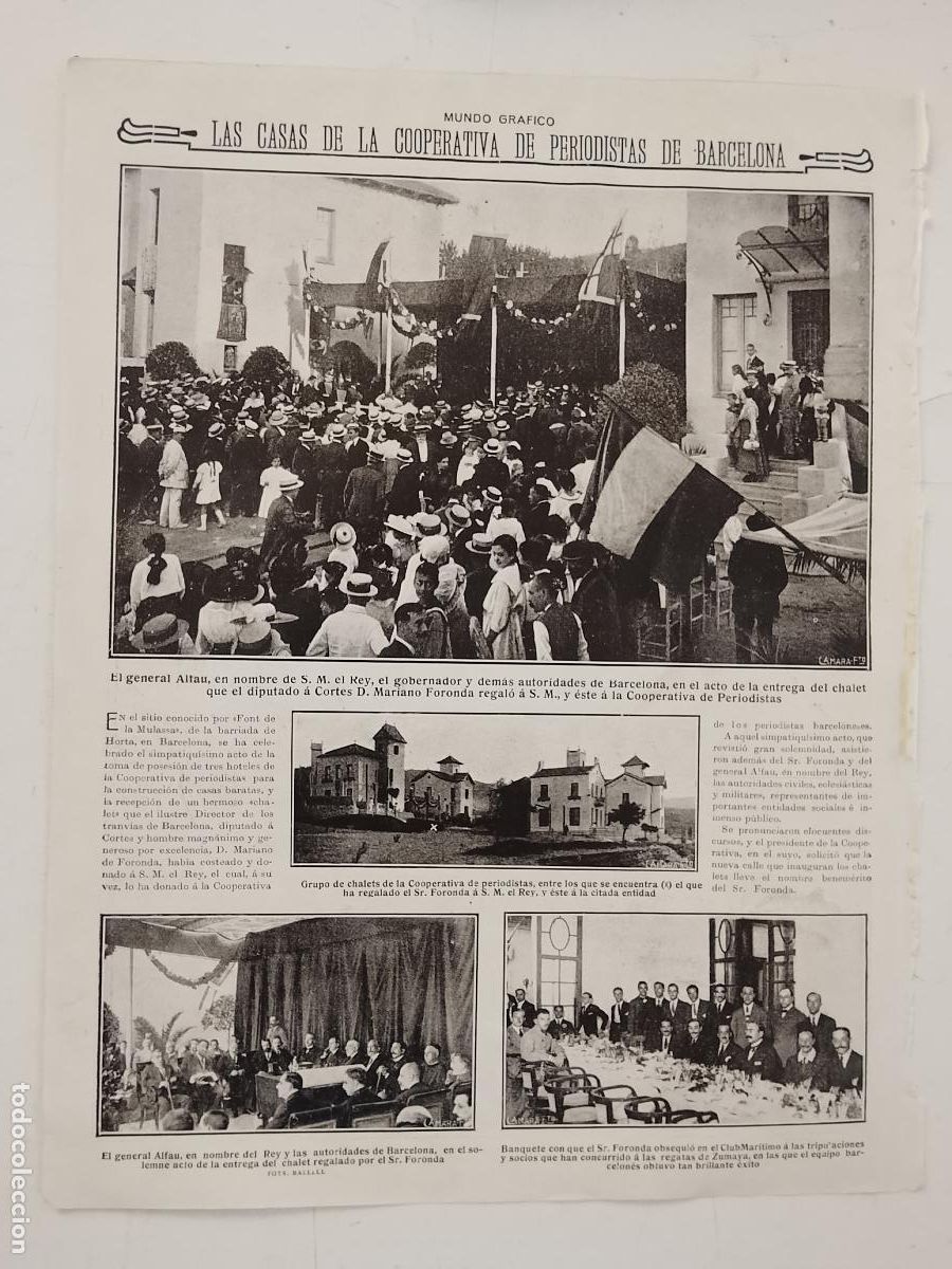 Coleccionismo de revistas y peri&oacute;dicos: hoja a&ntilde;o 1915/1916 - BARCELONA COOPERATIVA PERIODISTAS, CHALETS, GENERAL ALFAU, SR FORONDA