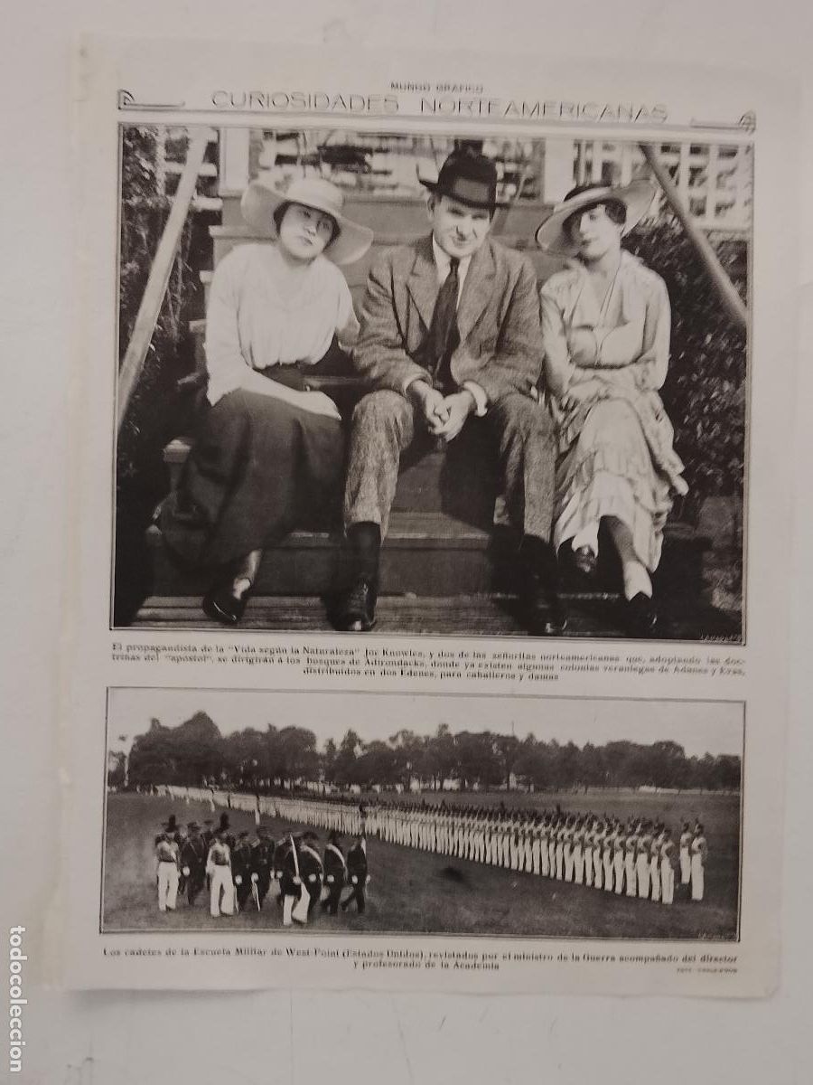 Coleccionismo de revistas y peri&oacute;dicos: hoja a&ntilde;o 1915/1916 - VIDA SEGUN LA NATURALEZA JOE KNOWLE - CADETES ESCUELA MILITARWEST POINT EEUU
