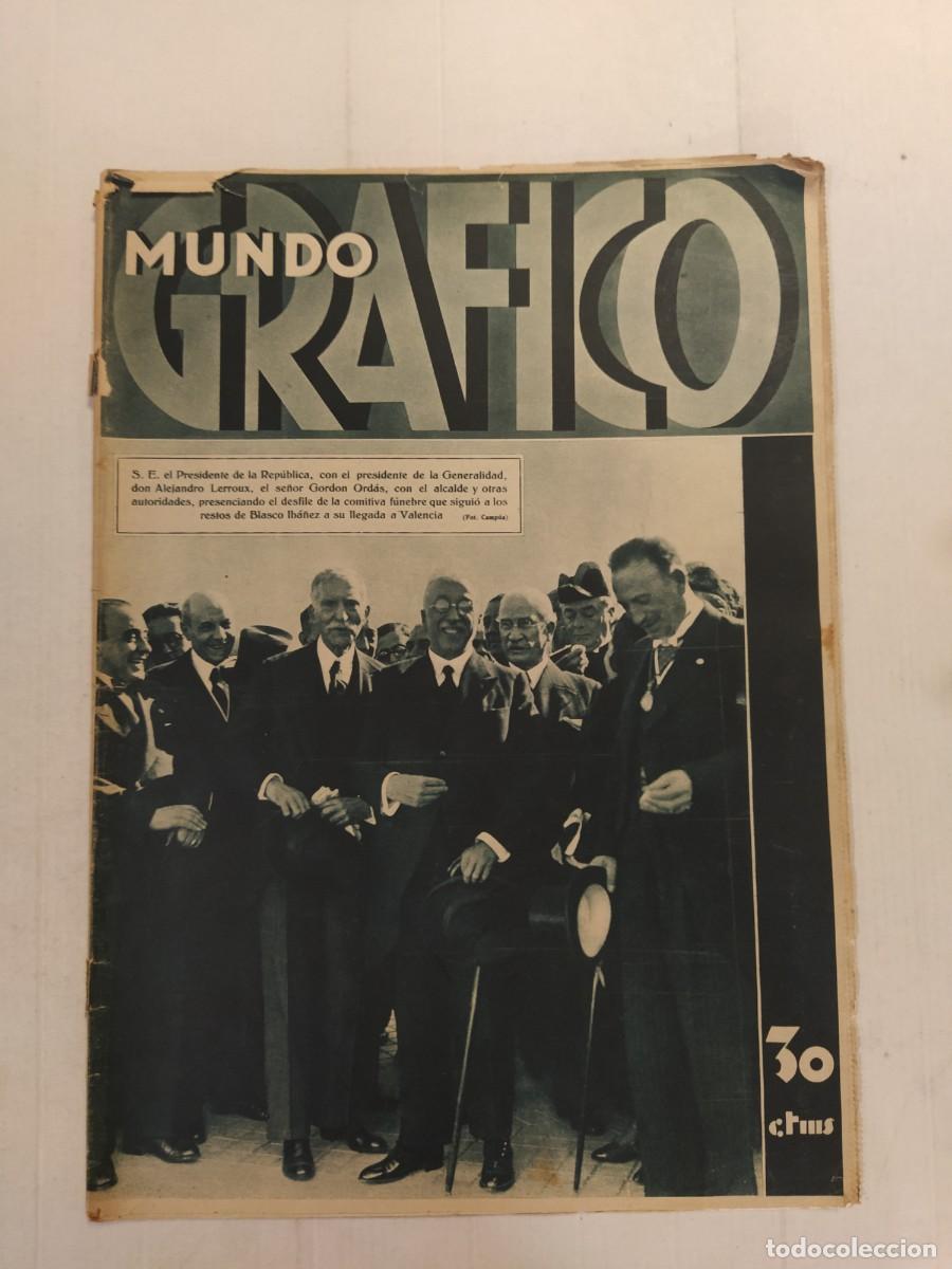 Coleccionismo de revistas y peri&oacute;dicos: MUNDO GRAFICO-A&Ntilde;O 1933-RESTOS BLASCO IBA&Ntilde;EZ MACIA-REPUBLICA-INUNDACION GUIPUZCOA-CEMENTERIO MADRID
