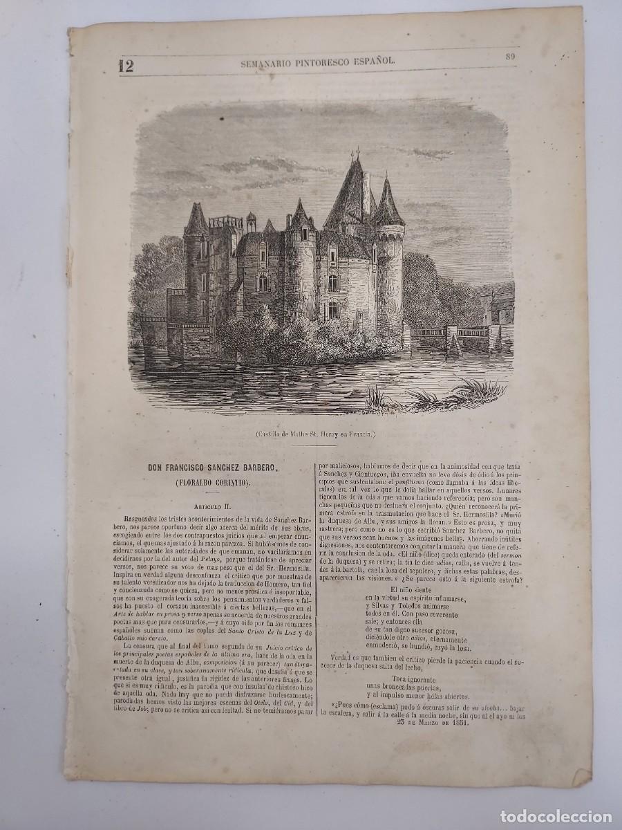 Coleccionismo de revistas y peri&oacute;dicos: SEMANARIO PINTORESCO ESPA&Ntilde;OL 1851 12. RITA LUNA MALAGA. FRANCISCO SANCHEZ BARBERO. FERNAN CABALLERO