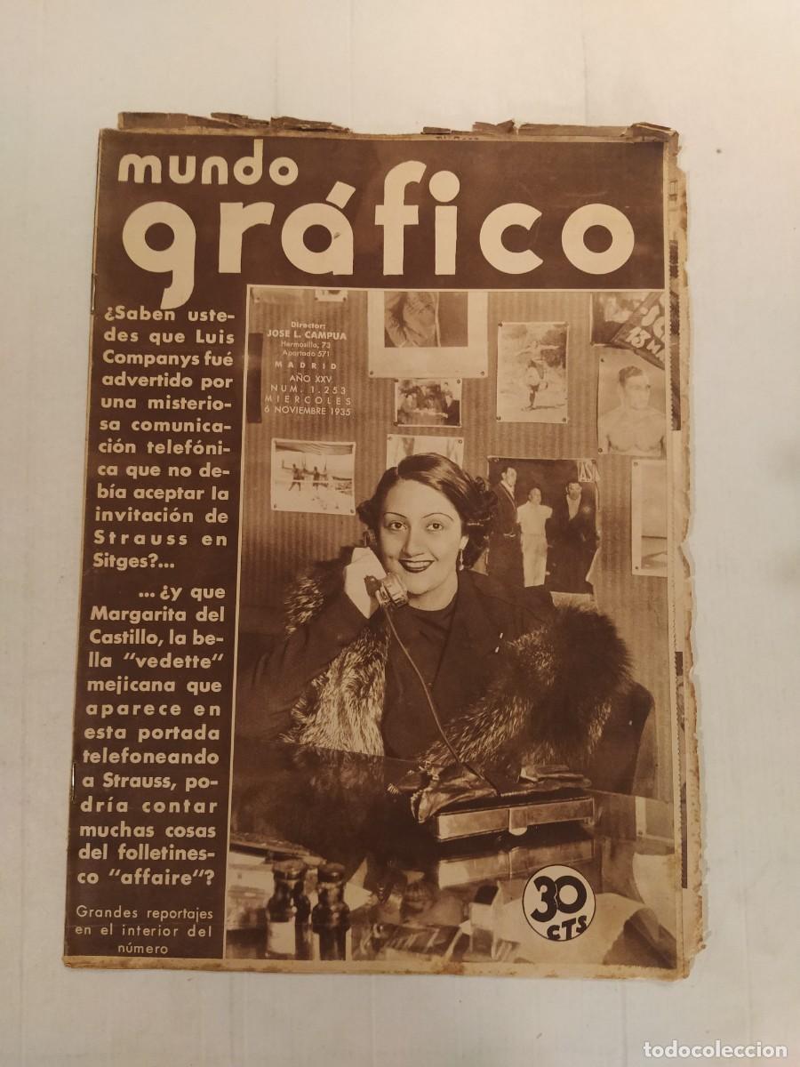 Coleccionismo de revistas y peri&oacute;dicos: MUNDO GRAFICO-A&Ntilde;O 1935-STRAUSS & SCHMELLING EN SITGES-GUERRA ABISINIA-MISS VERBENA-TOROS-GRETA GARBO