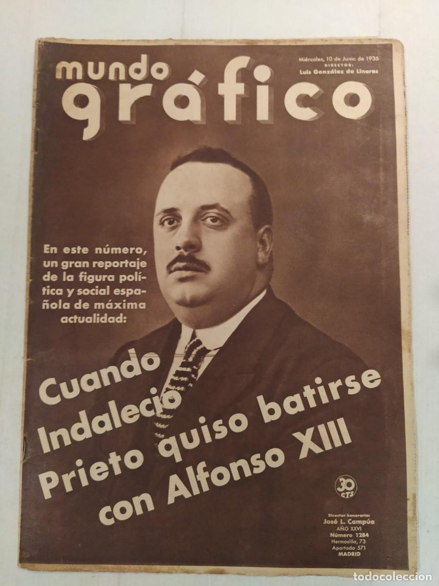 Coleccionismo de revistas y peri&oacute;dicos: MUNDO GRAFICO-1936-PRE GUERRA CIVIL-PENYA RHIN BARCELONA-MADRID 7 HERCULES 0-HUELGA PARIS-ESTATUTO