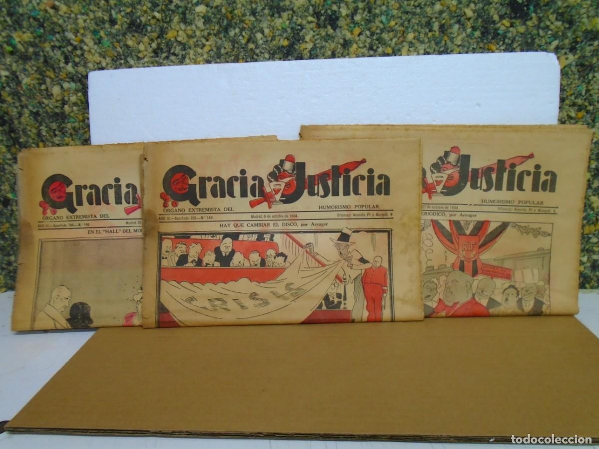Coleccionismo de revistas y peri&oacute;dicos: &rdquo;GRACIA Y JUSTICIA&rdquo;SEMANARIO SATIRICO Y ANTIRREPUBLICANO.NUMEROS 146-148-149 DE 1934.