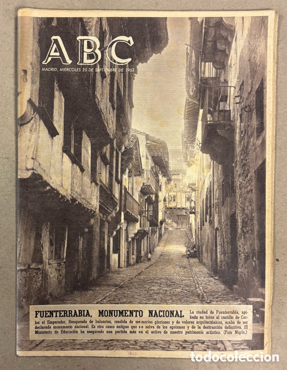 Coleccionismo de revistas y peri&oacute;dicos: ABC (25 DE SEPTIEMBRE DE 1963). FUENTERRAB&Iacute;A MONUMENTO NACIONAL,&hellip;