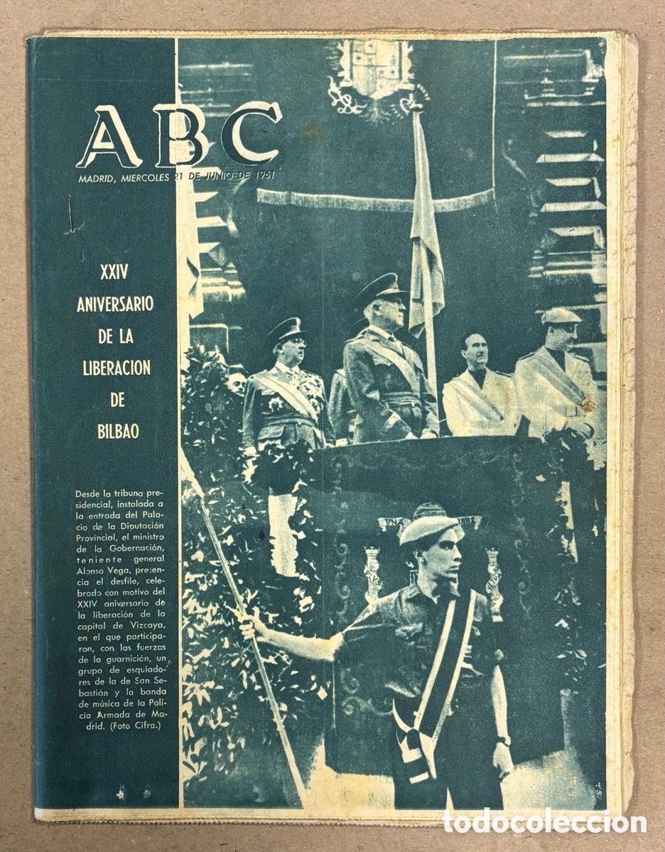 Coleccionismo de revistas y peri&oacute;dicos: ABC (21 DE JUNIO DE 1961). XXIV ANIVERSARIO DE LA LIBERACI&Oacute;N DE BILBAO,&hellip;