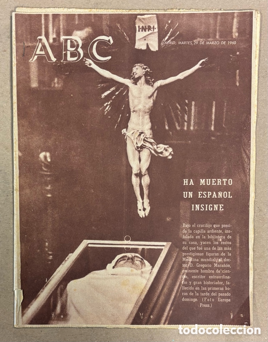 Coleccionismo de revistas y peri&oacute;dicos: ABC (29 DE MARZO DE 1960). HA MUERTO GREGORIO MARA&Ntilde;&Oacute;N,&hellip;