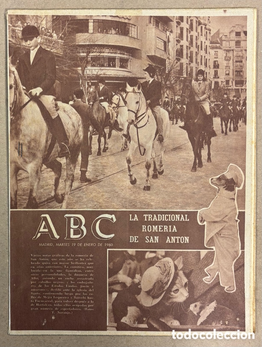 Coleccionismo de revistas y peri&oacute;dicos: ABC (19 DE ENERO DE 1960). LA TRADICIONAL ROMER&Iacute;A DE SAN ANT&Oacute;N, DUQUESA DE ALBA,,,,