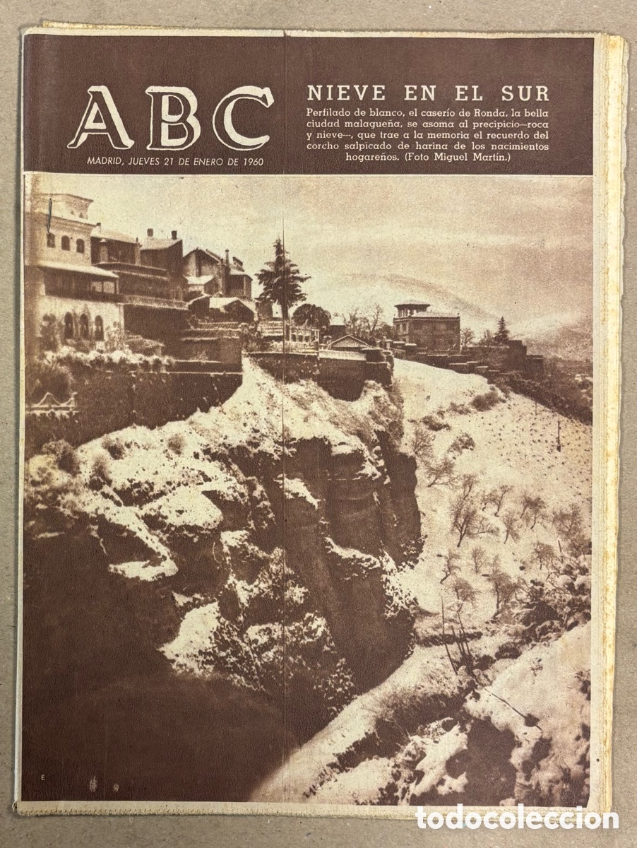 Coleccionismo de revistas y peri&oacute;dicos: ABC (21 DE ENERO DE 1960). NIEVE EN EL SUR, RONDA (M&Aacute;LAGA),&hellip;