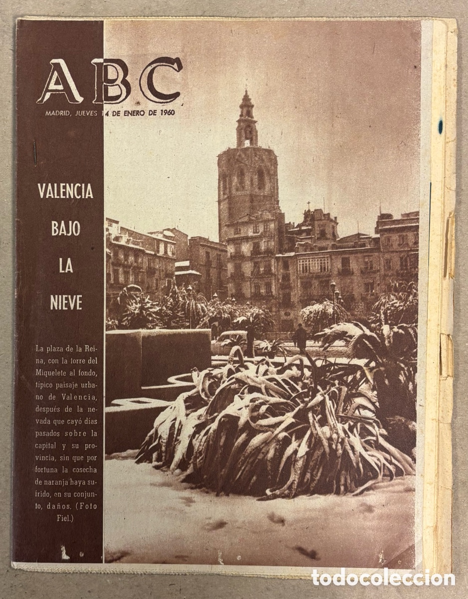 Coleccionismo de revistas y peri&oacute;dicos: ABC (14 DE ENERO DE 1960). VALENCIA BAJO LA NIEVE,..