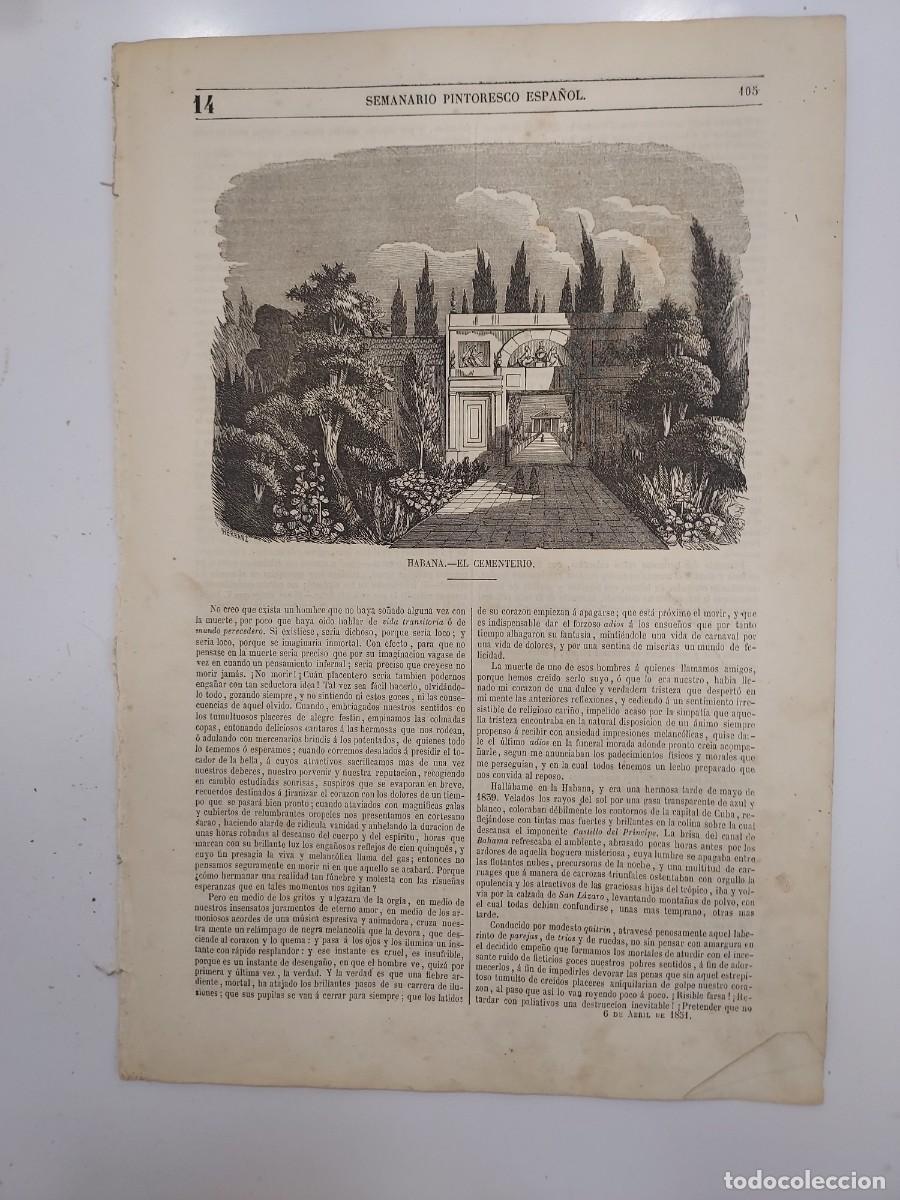 Coleccionismo de revistas y peri&oacute;dicos: SEMANARIO PINTORESCO ESPA&Ntilde;OL 1851 14. HABANA CUBA. CAROLINA CORONADO, LA SIGEA. MIQUEL ROCA